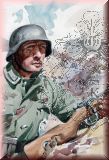 Deutscher Soldat auf Erkundung